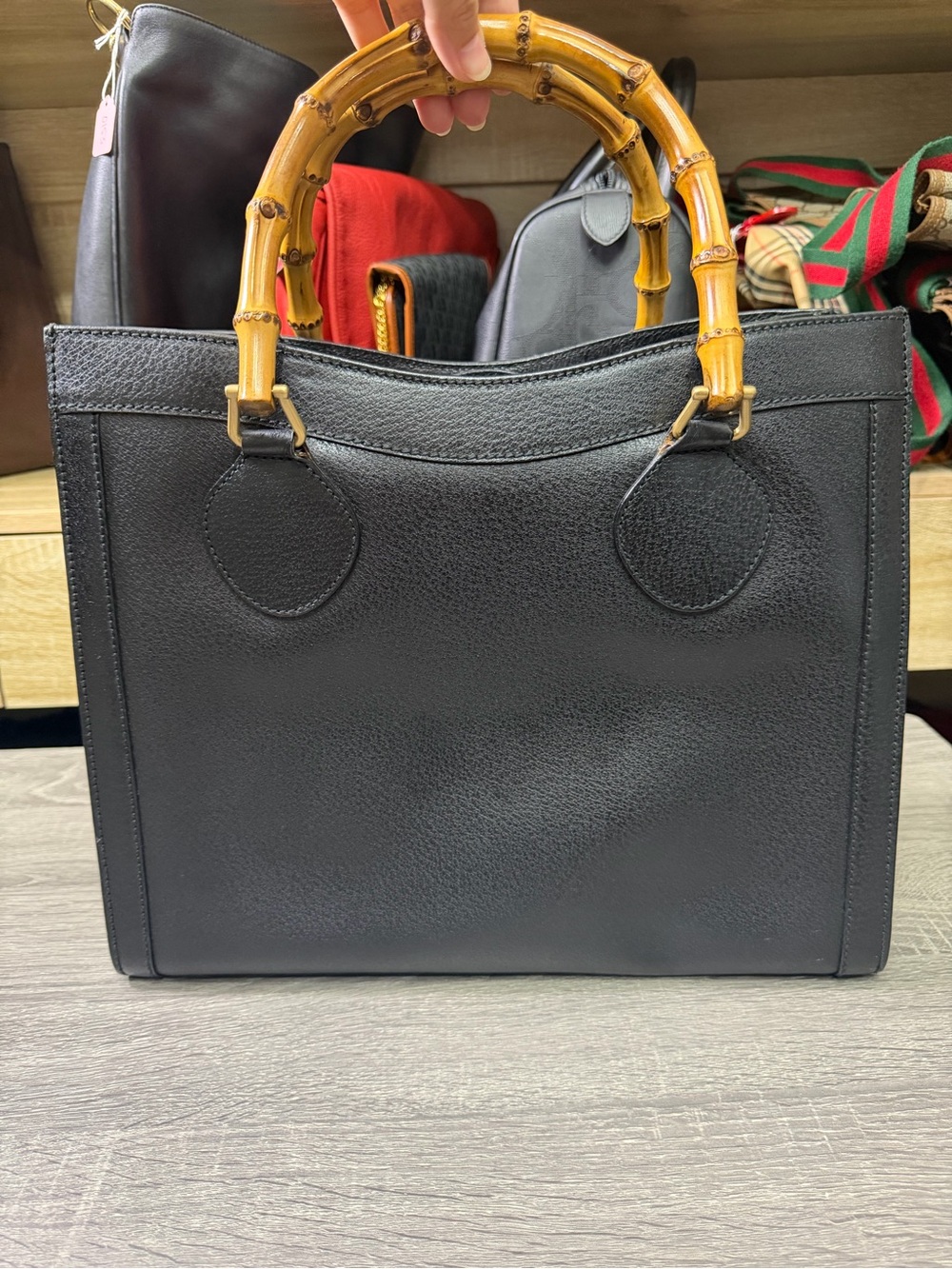 Gucci Bamboo Leather Hand Bag Black